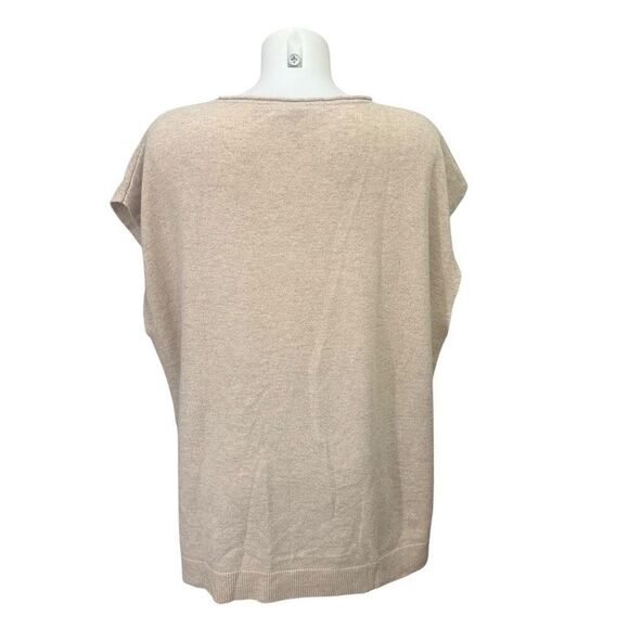 BCBG Maxazria Light Wheat 100% Lambswool Knit Layering Sweater Top Pockets sz M - Picture 6 of 10